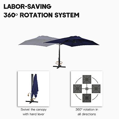 Clihome 10x13ft Cantilever Umbrella Rectangular Crank Market Umbrella