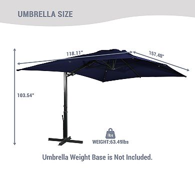 Clihome 10x13ft Cantilever Umbrella Rectangular Crank Market Umbrella