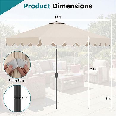 10 FT Patio Umbrella with Push Button Tilt and Crank