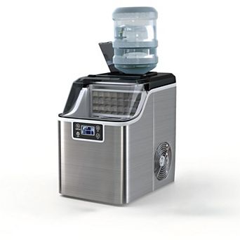 Electric Countertop Ice Maker with Ice Scoop and Basket-Sliver