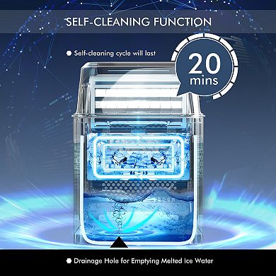 Electric Countertop Ice Maker with Ice Scoop and Basket-Sliver