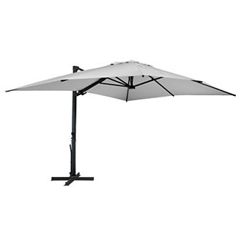 Clihome 10x13ft Cantilever Umbrella with LED Lights Rectangular Crank Market Umbrella