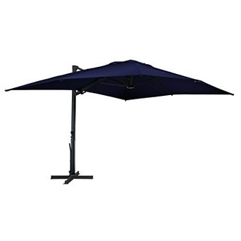 Clihome 10x13ft Cantilever Umbrella with LED Lights Rectangular Crank Market Umbrella