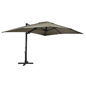 Clihome 10x13ft Cantilever Umbrella with LED Lights Rectangular Crank Market Umbrella