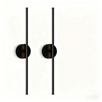 28 in Rechargeable LED Wall Lights 2 Pack Matte Black 6000mAh Dimmable 3000K Warm White for Bedroom