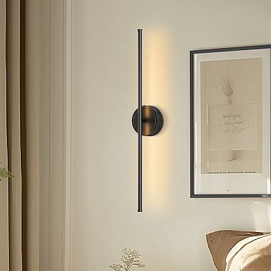 28in Rechargeable LED Wall Lights 2 Pack Matte Black 6000mAh Dimmable 3000K Warm White for Bedroom