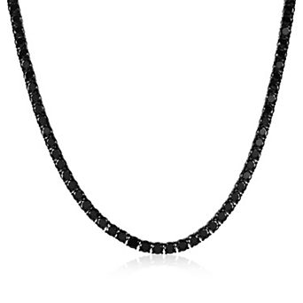 Men's Metallo Stainless Steel Round Cubic Zirconia Tennis Necklace