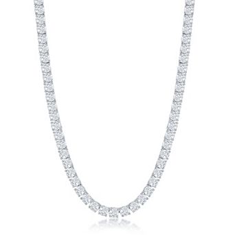 Men's Metallo Stainless Steel Round Cubic Zirconia Tennis Necklace