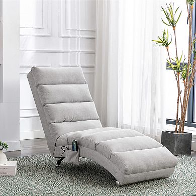GOODSILO Luxury Upholstered Chaise Lounge Chair with Vibration Function for Ultimate Relaxation