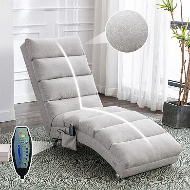 GOODSILO Luxury Upholstered Chaise Lounge Chair with Vibration Function for Ultimate Relaxation