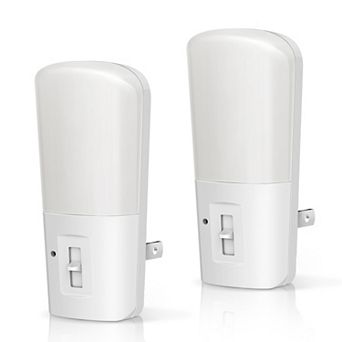 1W Vertical Integrated LED Light Sensor Plug in Night Light Warm White 3000K White 2 Pack
