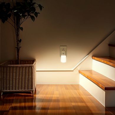 1W Vertical Integrated LED Light Sensor Plug in Night Light Warm White 3000K White 2 Pack