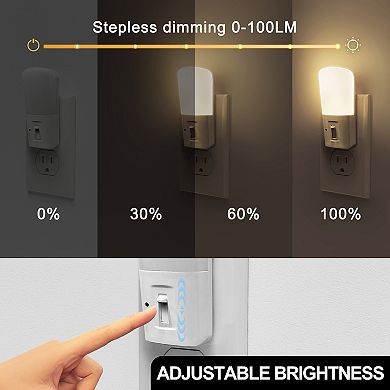 1W Vertical Integrated LED Light Sensor Plug in Night Light Warm White 3000K White 2 Pack