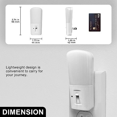 1W Vertical Integrated LED Light Sensor Plug in Night Light Warm White 3000K White 2 Pack