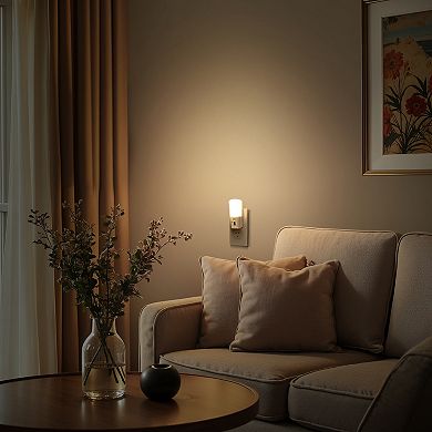 1W Vertical Integrated LED Light Sensor Plug in Night Light Warm White 3000K White 2 Pack