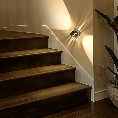 2W Color Changing Cylinder Integrated LED Plug In Night Light Black Amber+RGB+Gradient 2 Pack