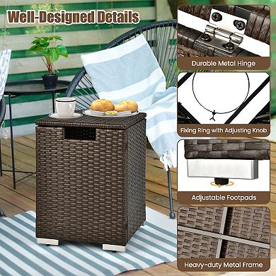 2 in 1 Patio Rattan Propane Tank Cover and Side Table Brown
