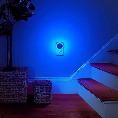 0.6W Integrated LED Plug In Night Light Blue Dusk to Dawn 2 Pack