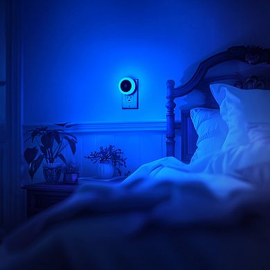 0.6W Integrated LED Plug In Night Light Blue Dusk to Dawn 2 Pack