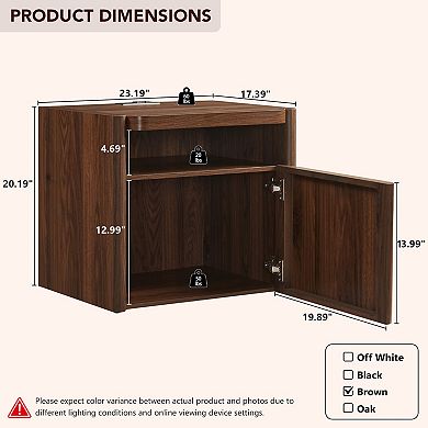 Modern Nightstand with Charging Station, Night Stand w/ Open Shelf, Bedside Table for Living Room