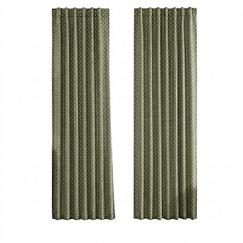 Patterned Linen Curtains, Back Tab Window Panels