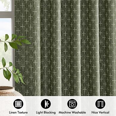 Patterned Linen Curtains, Back Tab Window Panels