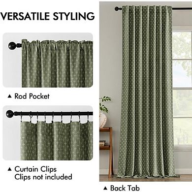 Patterned Linen Curtains, Back Tab Window Panels