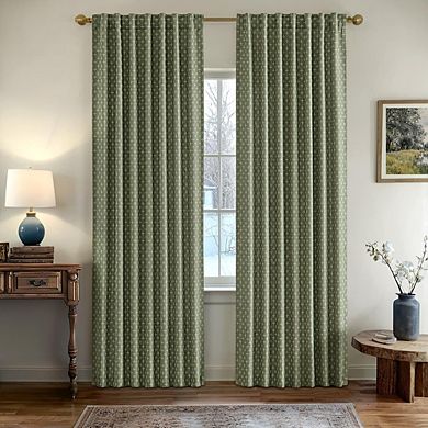 Patterned Linen Curtains, Back Tab Window Panels