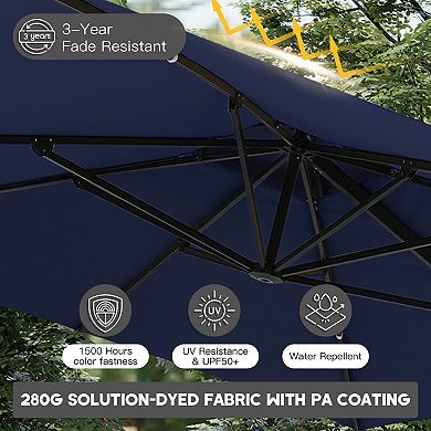 Clihome 10x13ft Double Top Cantilever Umbrella Rectangular Crank Market Umbrella