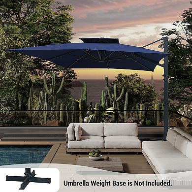 Clihome 10x13ft Double Top Cantilever Umbrella Rectangular Crank Market Umbrella