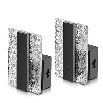 1W Modern Square Plug in Integrated LED Night Light with Light Crushed Acrylic Amber Black 2 Pack