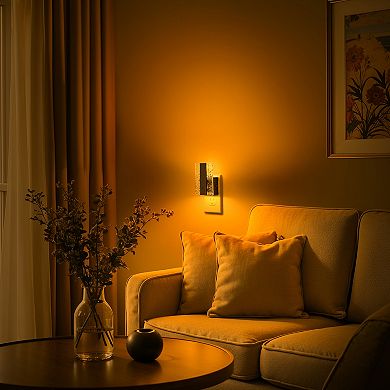 1W Modern Square Plug in Integrated LED Night Light with Light Crushed Acrylic Amber Black 2 Pack