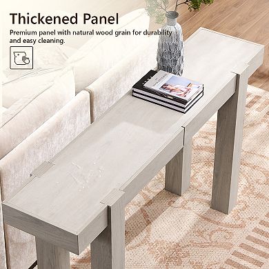 63" Farmhouse Console Table, Narrow Entryway Table w/ 2 Drawers, Sofa Table for Living Room Hallway