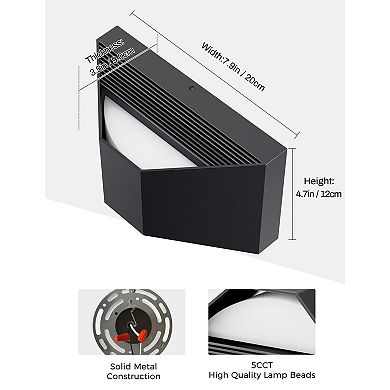 4.7in Hardwired Wall Sconce Black Triangle Plastic 5CCT Dimmable with Memory for Hallway