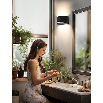 4.7in Hardwired Wall Sconce Black Triangle Plastic 5CCT Dimmable with Memory for Hallway