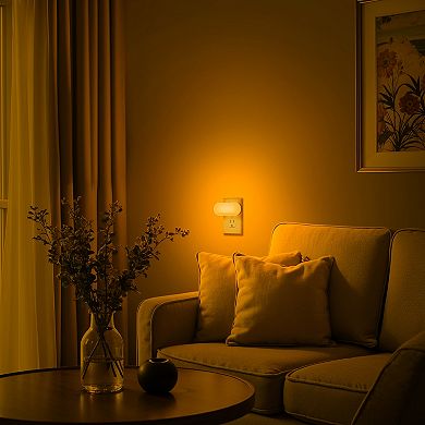 0.7W Light Sensor Integrated LED Night Light High Brightness RGB White Plug in 2 Pack