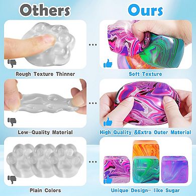 Fidget Toys Squishy Stress Cube, Stress Balls Squishies Stress Relief, Ice Squishy Cube Sugar Balls