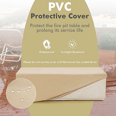 42” Rectangular Terrazzo Fire Pit Table 50,000 BTU with PVC Cover - White