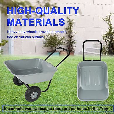 Two-Wheeled Garden Cart with 10" Pneumatic Tires and Leakproof Design