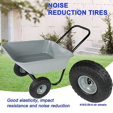 Two-Wheeled Garden Cart with 10" Pneumatic Tires and Leakproof Design
