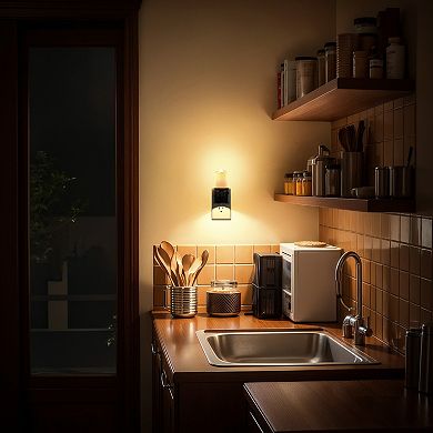 2W Integrated LED Plug In Night Light Black Slim Candle Drip Warm 2700K Flicker Beam 2 Pack