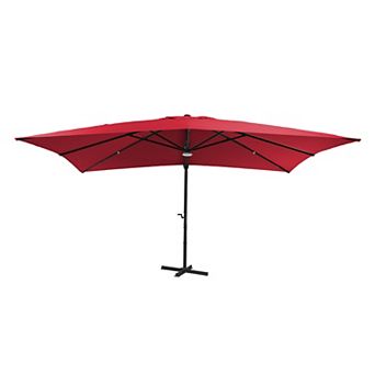 Clihome 10x13ft Cantilever Umbrella with Bluetooth Lights Rectangular Crank Market Umbrella