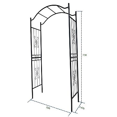 Metal Garden Arch Climbing Plants Support Arch Outdoor Black Garden Arbors