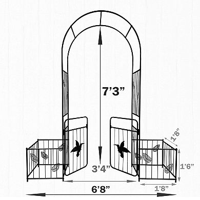 Metal Garden Arch with Doors Garden Arbor Trellis Climbing Plants Support