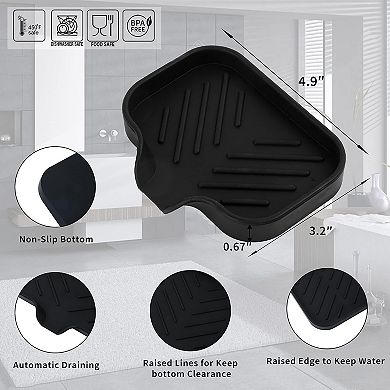 2PCS Silicone Bathroom Soap Dishes with Drain Spout-Bathroom and Kitchen Sink Organizer 4.9"×3.2"