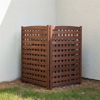 3-Panel Air Conditioner Privacy Screen, 32" W x 38" H Wooden Outdoor Fence Barrier