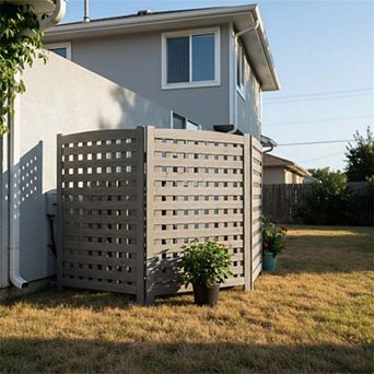 3-Panel Air Conditioner Privacy Screen, 32" W x 38" H Wooden Outdoor Fence Barrier
