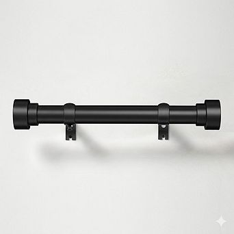 Adjustable Black Curtain Rods, Heavy Duty 32120 Inch with End Caps