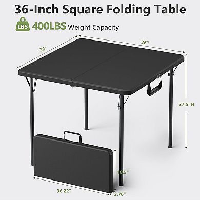 Yardgrace 36 Inch Blow Molded Folding Table Heavy Perfect for Party Fold Up Square Table