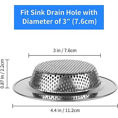 4 Pack Stainless Steel Kitchen Sink Drain Strainer Wide Rim 4.4 inch